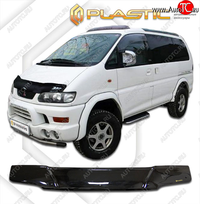 2 159 р. Дефлектор капота CA-Plastic  Mitsubishi Space Gear (1997-2007)  рестайлинг (classic черный, без надписи)  с доставкой в г. Владивосток