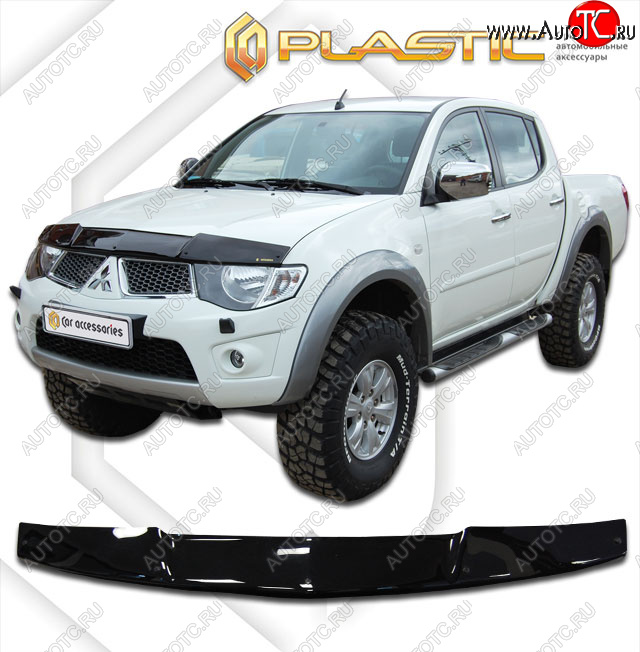 1 999 р. Дефлектор капота CA-Plastic  Mitsubishi Triton  KA/KB (2005-2015) Picap DoubleCab (classic черный, без надписи)  с доставкой в г. Владивосток