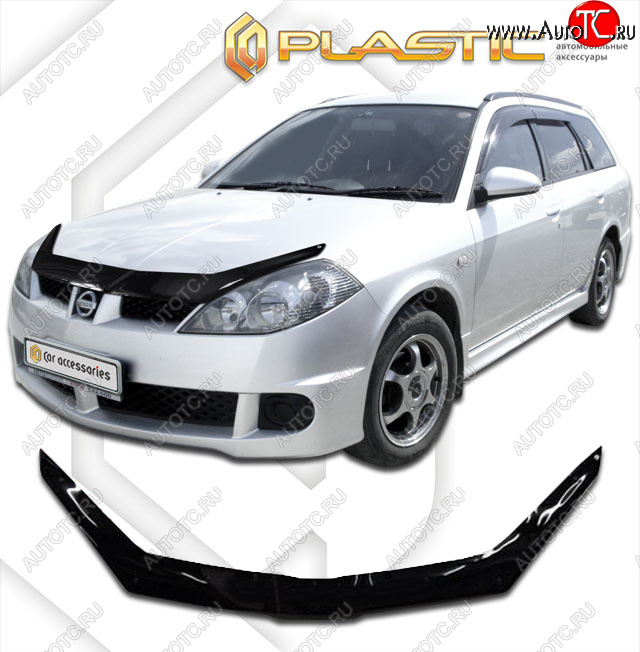 1 999 р. Дефлектор капота CA-Plastic  Nissan Wingroad  2 Y11 (2001-2005) рестайлинг универсал (classic черный, без надписи)  с доставкой в г. Владивосток