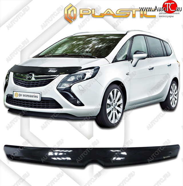 1 899 р. Дефлектор капота CA-Plastic  Opel Zafira  С (2011-2016) дорестайлинг (Classic чёрный, Без надписи)  с доставкой в г. Владивосток