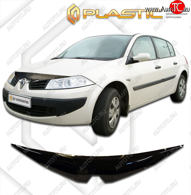 2 079 р. Дефлектор капота CA-Plastic  Renault Megane  седан (2006-2009)  рестайлинг (classic черный, без надписи)  с доставкой в г. Владивосток