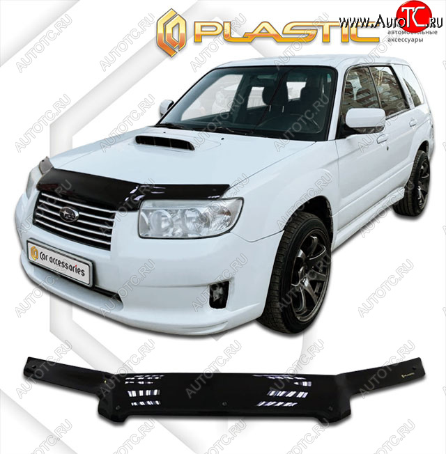 2 099 р. Дефлектор капота CA-Plastic  Subaru Forester  SG (2005-2008) рестайлинг (cерия Сlassic черный, без надписи)  с доставкой в г. Владивосток