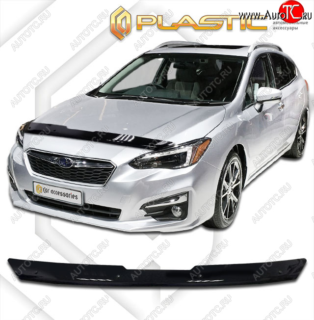 1 799 р. Дефлектор капота CA-Plastic  Subaru Impreza  GT (2016-2019) хэтчбэк дорестайлинг (classic черный, без надписи)  с доставкой в г. Владивосток