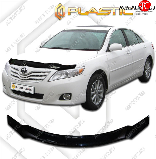 2 079 р. Дефлектор капота CA-Plastic  Toyota Camry  XV40 (2006-2008) дорестайлинг (classic черный, без надписи)  с доставкой в г. Владивосток