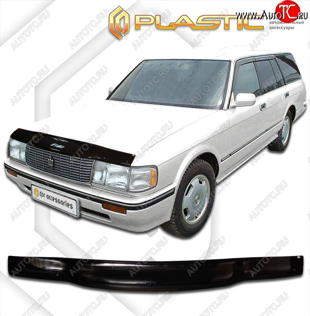 1 979 р. Дефлектор капота CA-Plastic  Toyota Crown  S130 (1991-1999) универсал 2-ой рестайлинг (classic черный, без надписи)  с доставкой в г. Владивосток