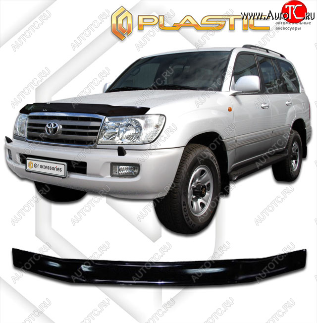 2 099 р. Дефлектор капота CA-Plastic  Toyota Land Cruiser  100 (2002-2007) 1-ый рестайлинг, 2-ой рестайлинг (classic черный, без надписи)  с доставкой в г. Владивосток