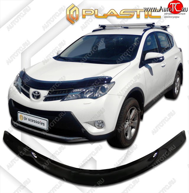 2 099 р. Дефлектор капота CA-Plastic  Toyota RAV4  XA40 (2012-2015) 5 дв. дорестайлинг (classic черный, без надписи)  с доставкой в г. Владивосток