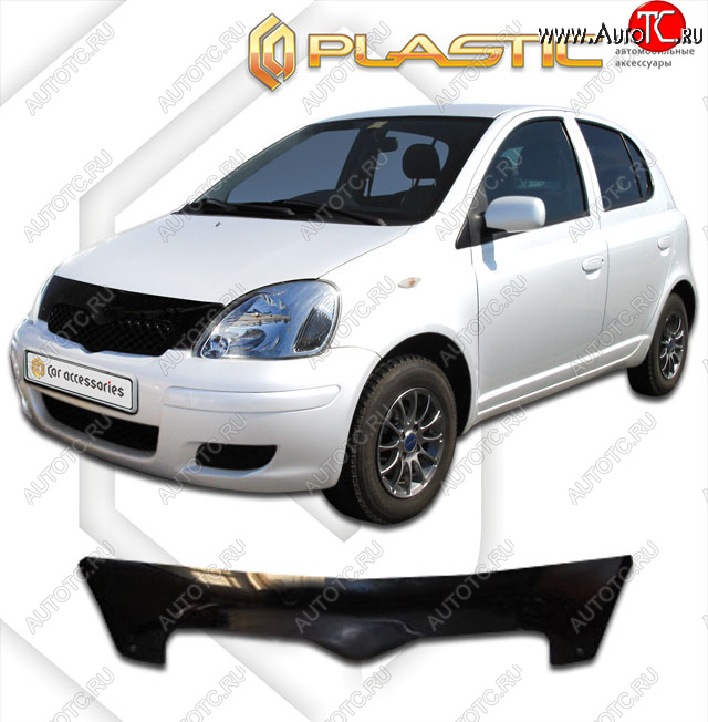 1 899 р. Дефлектор капота CA-Plastic  Toyota Yaris  XP10 (1999-2005) хэтчбэк 5 дв. (classic черный, без надписи)  с доставкой в г. Владивосток