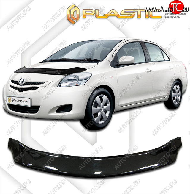 2 159 р. Дефлектор капота CA-Plastic  Toyota Yaris  XP90 (2006-2011) седан дорестайлинг, седан рестайлинг (classic черный, без надписи)  с доставкой в г. Владивосток