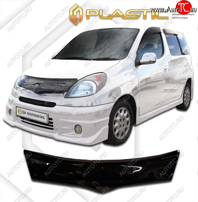 2 159 р. Дефлектор капота CA-Plastic  Toyota Yaris Verso  XP20 (1999-2006) дорестайлинг, рестайлинг (classic черный, без надписи)  с доставкой в г. Владивосток