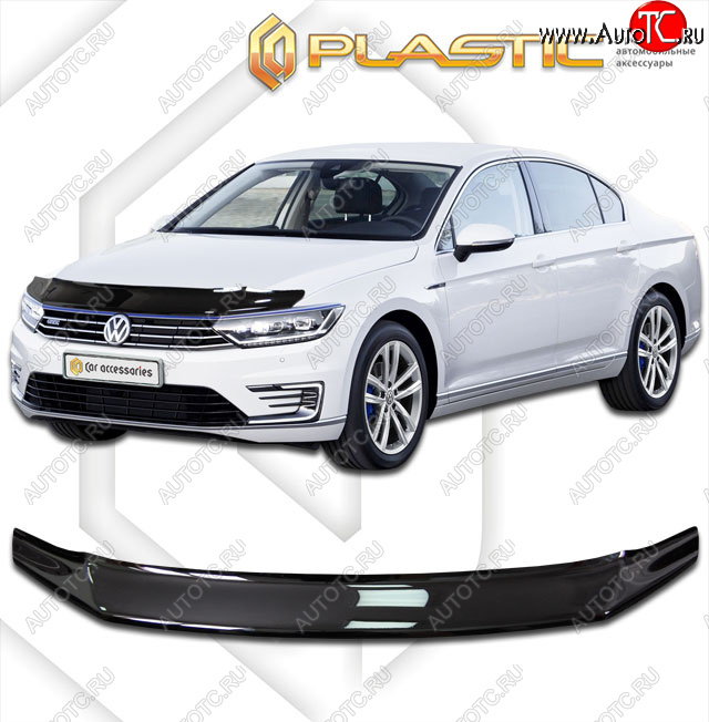 2 099 р. Дефлектор капота CA-Plastic  Volkswagen Passat ( B8,  B8.5) (2015-2025) седан дорестайлинг, седан рестайлинг (classic черный, без надписи)  с доставкой в г. Владивосток