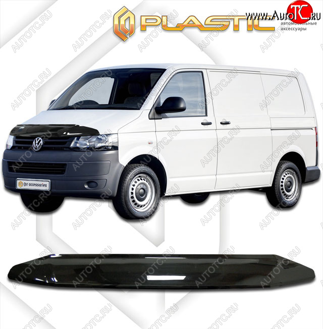 2 079 р. Дефлектор капота CA-Plastic  Volkswagen Transporter  T5 (2009-2015) рестайлинг (classic черный, без надписи)  с доставкой в г. Владивосток