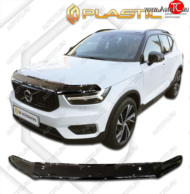 2 269 р. Дефлектор капота CA-Plastic  Volvo XC40 (2017-2022) (classic черный, без надписи)  с доставкой в г. Владивосток