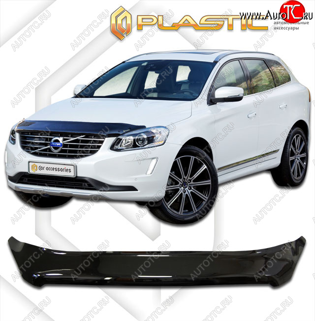 2 359 р. Дефлектор капота CA-Plastic  Volvo XC60 (2013-2017)  рестайлинг (classic черный, без надписи)  с доставкой в г. Владивосток