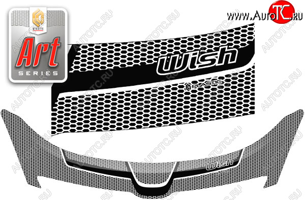 2 479 р. Дефлектор капота CA-Plastic  Toyota Wish  XE10 (2003-2005) дорестайлинг (серия ART белая)  с доставкой в г. Владивосток