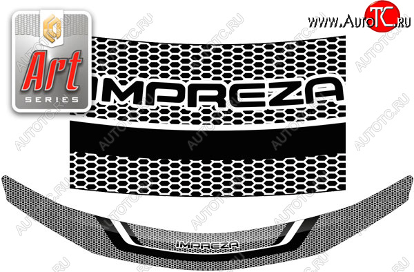 2 159 р. Дефлектор капота CA-Plastic  Subaru Impreza  GH (2007-2012) хэтчбэк (Серия Art черная)  с доставкой в г. Владивосток