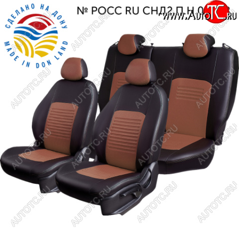 4 999 р.  Комплект чехлов сидений Lord Auto(Экокожа) Chevrolet Aveo T200 седан (2003-2008) (Черный+темно-коричневый)  с доставкой в г. Владивосток