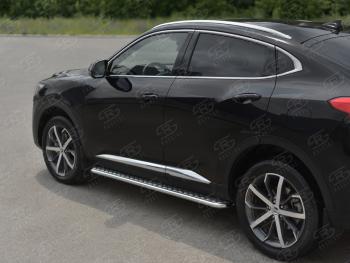 23 549 р. Пороги труба d42 с листом SLITKOFF Haval F7x  рестайлинг (2022-2024) (лист алюминиевый)  с доставкой в г. Владивосток. Увеличить фотографию 2