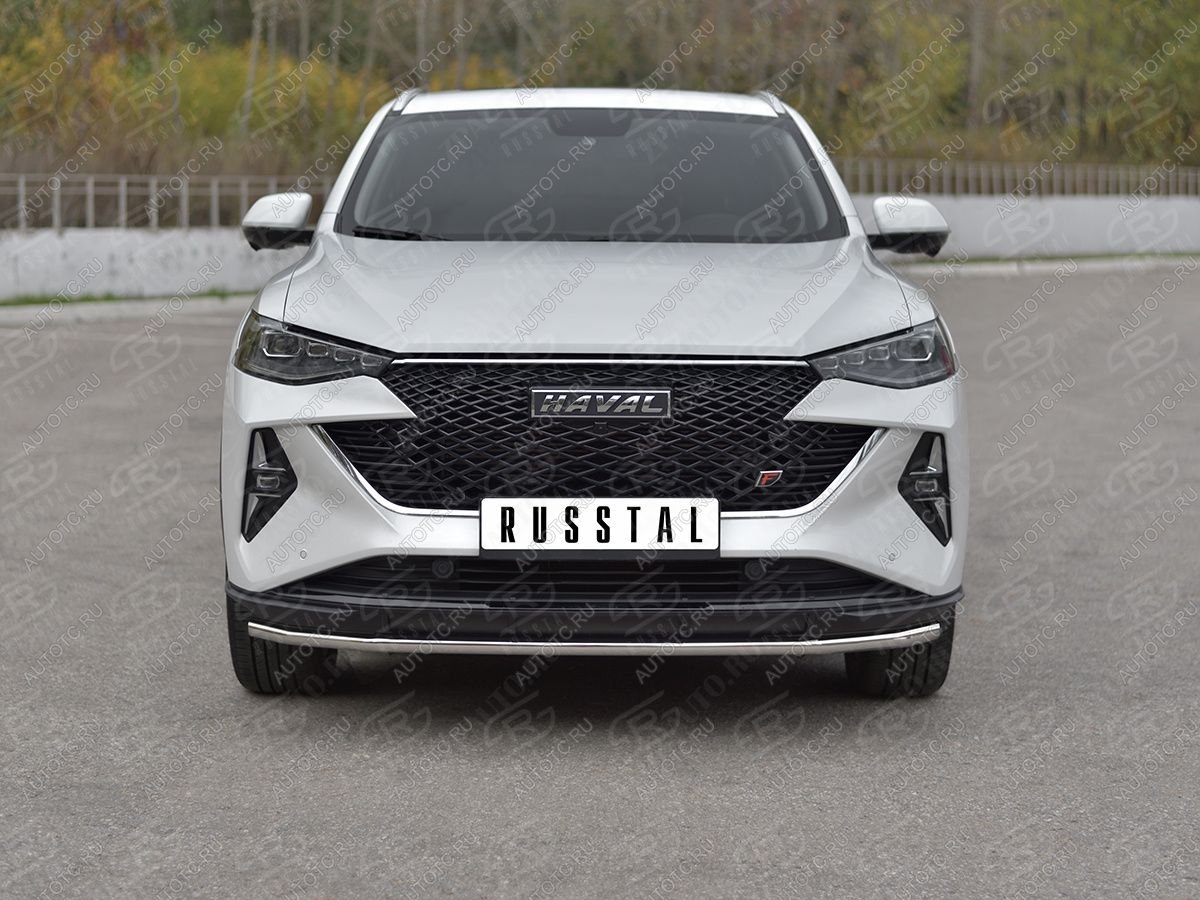 11 749 р. Защита переднего бампера d42 секции SLITKOFF  Haval F7x (2022-2024) рестайлинг (нержавейка полированная)  с доставкой в г. Владивосток