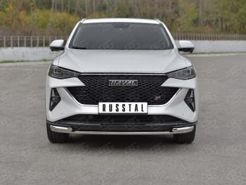 13 999 р. Защита переднего бампера d42 *42 уголки SLITKOFF  Haval F7x (2022-2024) рестайлинг (нержавейка полированная)  с доставкой в г. Владивосток. Увеличить фотографию 1