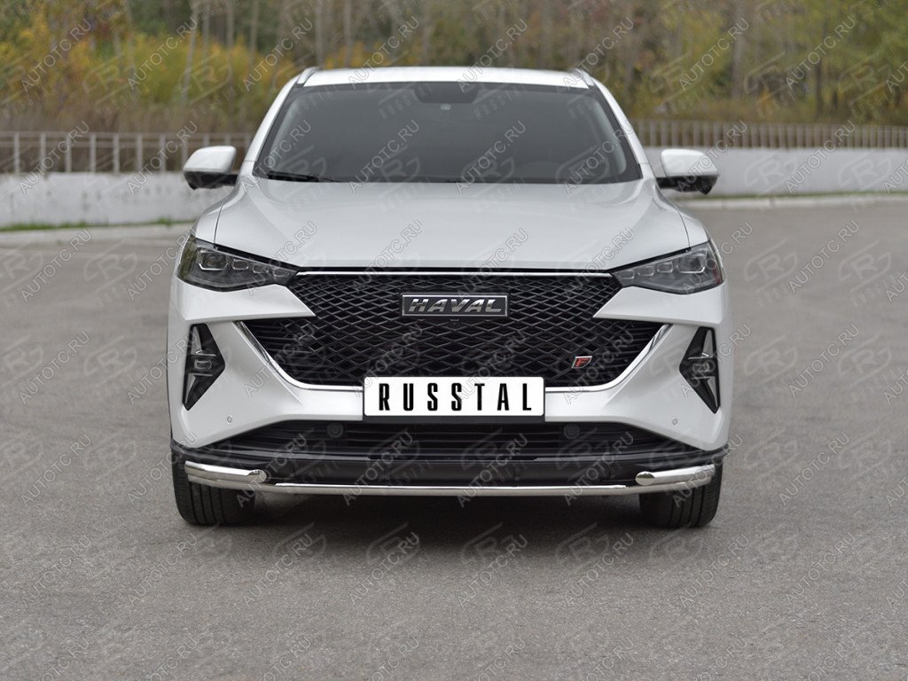 13 999 р. Защита переднего бампера d42 *42 уголки SLITKOFF  Haval F7x (2022-2024) рестайлинг (нержавейка полированная)  с доставкой в г. Владивосток