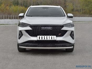 Защита переднего бампера d63 секции SLITKOFF Haval (Хавал) F7x (ф7икс) (2022-2024) рестайлинг