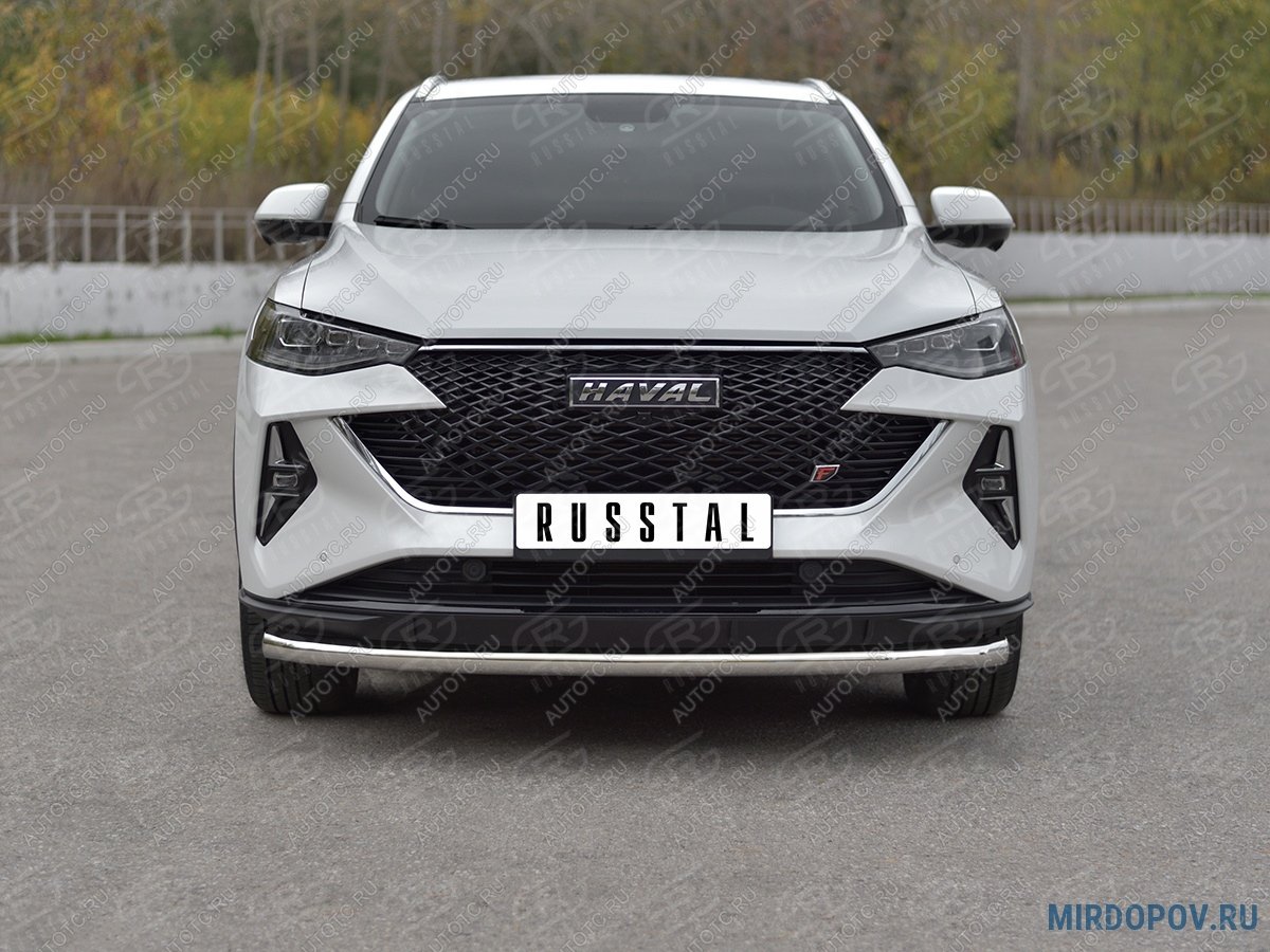 14 899 р. Защита переднего бампера d63 секции SLITKOFF  Haval F7x (2022-2024)  рестайлинг (серые)  с доставкой в г. Владивосток