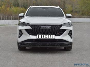 Защита переднего бампера d63 секции SLITKOFF Haval (Хавал) F7x (ф7икс) (2022-2024)  рестайлинг