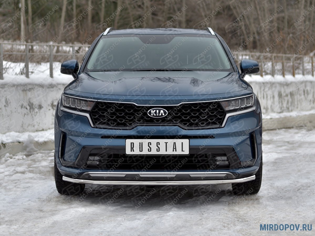 12 399 р. Защита переднего бампера d42 секции SLITKOFF  KIA Sorento  MQ4 (2020-2022) (нержавейка)  с доставкой в г. Владивосток