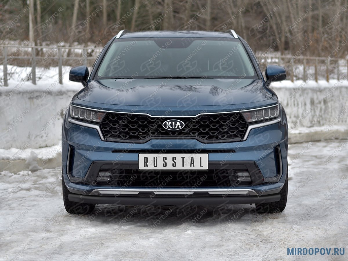 10 999 р. Защита переднего бампера d63 секции SLITKOFF  KIA Sorento  MQ4 (2020-2022) (нержавейка)  с доставкой в г. Владивосток