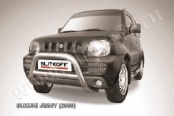 Защита переднего бампера кенгурятник d76 низкий Slitkoff Suzuki (Сузуки) Jimny (Жимни)  JB23/JB43 (1998-2018) JB23/JB43 дорестайлинг, 1-ый рестайлинг, 2-ой рестайлинг