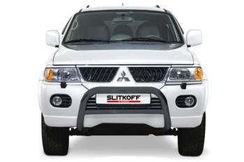 Защита переднего бампера кенгурятник d76 низкий Slitkoff Mitsubishi (Митсубиси) Pajero Sport (Паджеро)  PA (2004-2008) PA рестайлинг