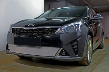 3 579 р. Защитная сетка в бампер (низ, ячейка 3х7 мм) Alfeco Стандарт  KIA Rio  X (2020-2024) рестайлинг (Хром)  с доставкой в г. Владивосток. Увеличить фотографию 3