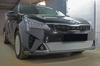 3 579 р. Защитная сетка в бампер (низ, ячейка 3х7 мм) Alfeco Стандарт  KIA Rio  X (2020-2024) рестайлинг (Хром)  с доставкой в г. Владивосток. Увеличить фотографию 4