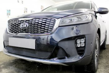 3 099 р. Защитная сетка в бампер (низ, ячейка 3х7 мм) Alfeco Стандарт KIA Sorento UM/Prime рестайлинг (2018-2020) (Чёрная)  с доставкой в г. Владивосток. Увеличить фотографию 4