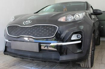 4 549 р. Защитная сетка в бампер (верх, ячейка 3х7 мм) Alfeco Стандарт  KIA Sportage  4 QL (2018-2022) рестайлинг (Чёрная)  с доставкой в г. Владивосток. Увеличить фотографию 5