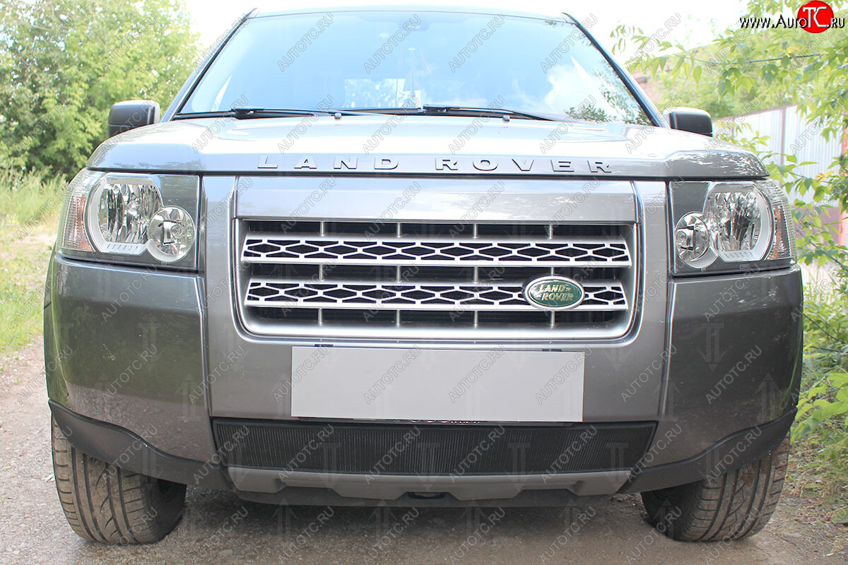 3 199 р. Защитная сетка в бампер (низ, ячейка 3х7 мм) Alfeco Стандарт  Land Rover Freelander  L359 (2006-2010) дорестайлинг (Чёрная)  с доставкой в г. Владивосток