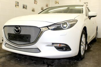 2 899 р. Защитная сетка в бампер (низ, ячейка 3х7 мм) Alfeco Стандарт Mazda 3/Axela BM рестайлинг седан (2016-2019) (Хром)  с доставкой в г. Владивосток. Увеличить фотографию 4