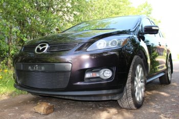 3 199 р. Защитная сетка в бампер (низ, ячейка 3х7 мм) Alfeco Стандарт Mazda CX-7 ER дорестайлинг (2006-2010) (Чёрная)  с доставкой в г. Владивосток. Увеличить фотографию 3