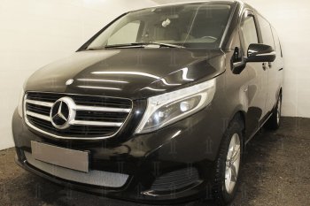 3 199 р. Защитная сетка в бампер (низ, ячейка 3х7 мм) Alfeco Стандарт  Mercedes-Benz Vito  W447 (2015-2020) дорестайлинг (Хром)  с доставкой в г. Владивосток. Увеличить фотографию 3