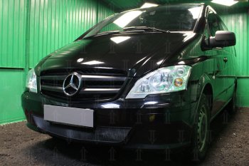 2 969 р. Защитная сетка в бампер (низ, ячейка 3х7 мм) Alfeco Стандарт Mercedes-Benz Vito W639 рестайлинг (2010-2014) (Чёрная)  с доставкой в г. Владивосток. Увеличить фотографию 2