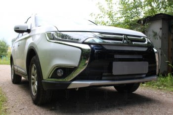 8 799 р. Защитная сетка в бампер (4 части, ячейка 3х7 мм) Alfeco Стандарт  Mitsubishi Outlander  GF (2015-2018) 2-ой рестайлинг (Хром)  с доставкой в г. Владивосток. Увеличить фотографию 1