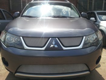 3 279 р. Защитная сетка в бампер (низ, ячейка 3х7 мм) Alfeco Стандарт Mitsubishi Outlander XL (CW)  дорестайлинг (2005-2009) (Хром)  с доставкой в г. Владивосток. Увеличить фотографию 4