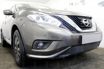 3 499 р. Защитная сетка в бампер (низ, ячейка 3х7 мм) Стрелка11 Стандарт  Nissan Murano  3 Z52 (2015-2022) дорестайлинг (Чёрная)  с доставкой в г. Владивосток. Увеличить фотографию 4