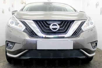 Защитная сетка в бампер (низ, ячейка 3х7 мм) Стрелка11 Стандарт Nissan (Нисан) Murano (Мурано)  3 Z52 (2015-2022) 3 Z52 дорестайлинг  (Чёрная)