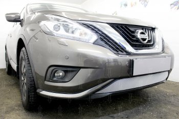 3 699 р. Защитная сетка в бампер (низ, ячейка 3х7 мм) Стрелка11 Стандарт  Nissan Murano  3 Z52 (2015-2022) дорестайлинг (Хром)  с доставкой в г. Владивосток. Увеличить фотографию 3