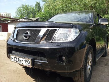 3 399 р. Защитная сетка в бампер (низ, ячейка 3х7 мм) Стрелка11 Стандарт  Nissan Navara  2 D40 - Pathfinder  R51 (Чёрная)  с доставкой в г. Владивосток. Увеличить фотографию 2