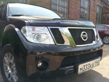 3 399 р. Защитная сетка в бампер (низ, ячейка 3х7 мм) Стрелка11 Стандарт  Nissan Navara  2 D40 - Pathfinder  R51 (Чёрная)  с доставкой в г. Владивосток. Увеличить фотографию 3