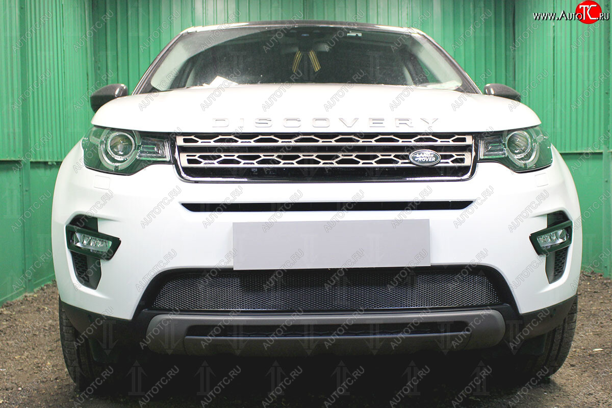 4 499 р. Защитная сетка в бампер (низ, ячейка 4х10 мм) Alfeco Премиум Land Rover Discovery Sport L550 дорестайлинг (2014-2019) (Чёрная)  с доставкой в г. Владивосток