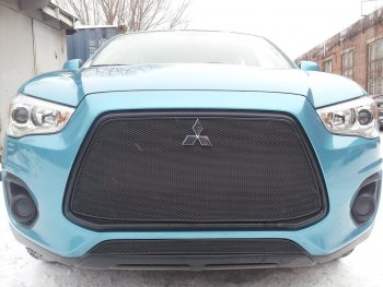 3 679 р. Защитная сетка в бампер (низ, ячейка 4х10 мм) Alfeco Премиум Mitsubishi ASX 1-ый рестайлинг (2013-2016) (Чёрная)  с доставкой в г. Владивосток. Увеличить фотографию 3